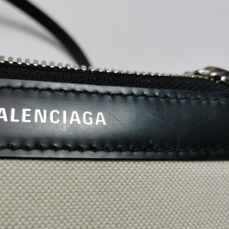 Balenciaga Navy Cabas加小號牛皮帆布字母Logo加固邊飾子母包斜挎包單肩包-30