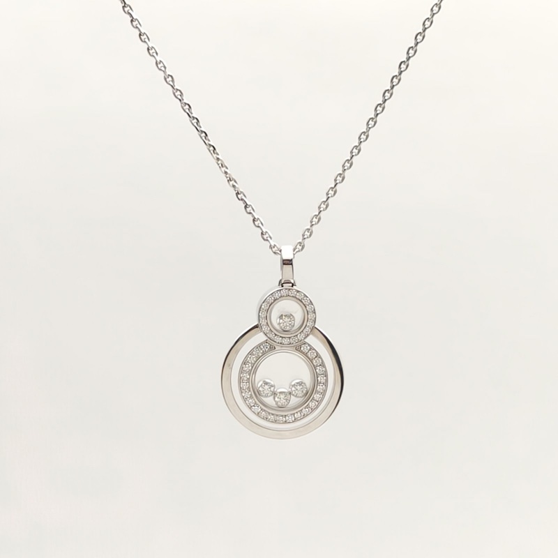 CHOPARD 18K白金鑽石白金快樂鑽8字四顆鑽項鏈-1