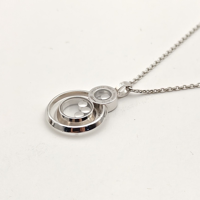 CHOPARD 18K白金鑽石白金快樂鑽8字四顆鑽項鏈-3