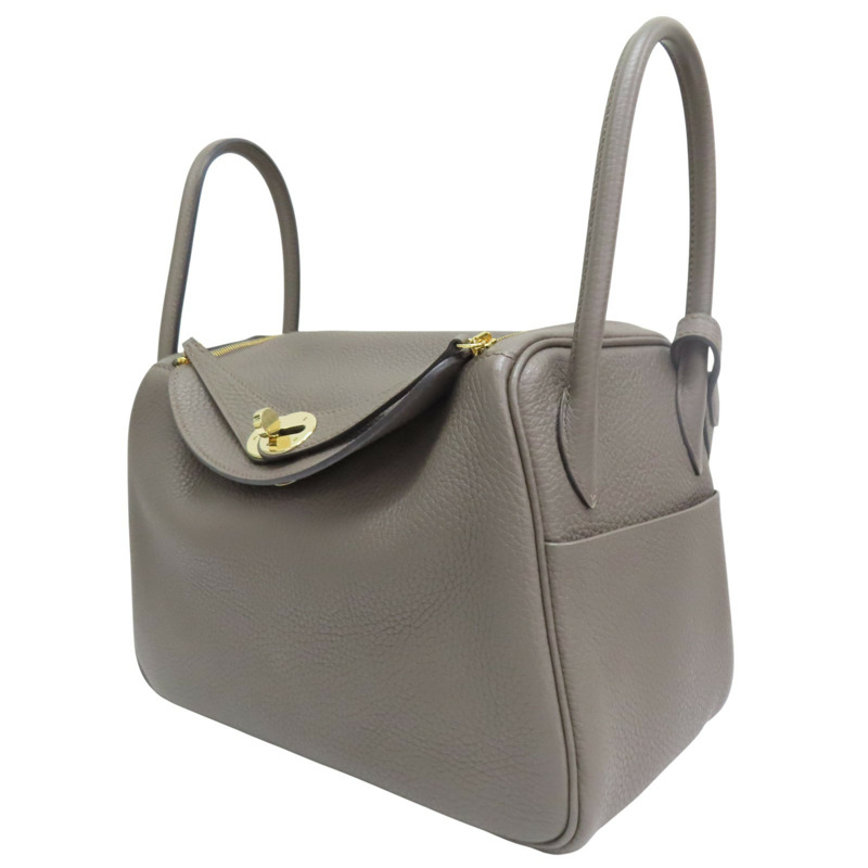 錫器灰 TC牛皮 Lindy 26 肩背包 X刻 金扣【HERMES 愛馬仕】 H073428CC8F-2