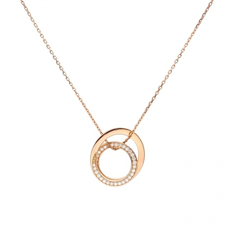 CARTIER 18K玫瑰金鑽石ETINCELLE系列雙環帶鑽項鏈