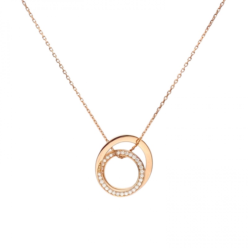 CARTIER 18K玫瑰金鑽石ETINCELLE系列雙環帶鑽項鏈-0