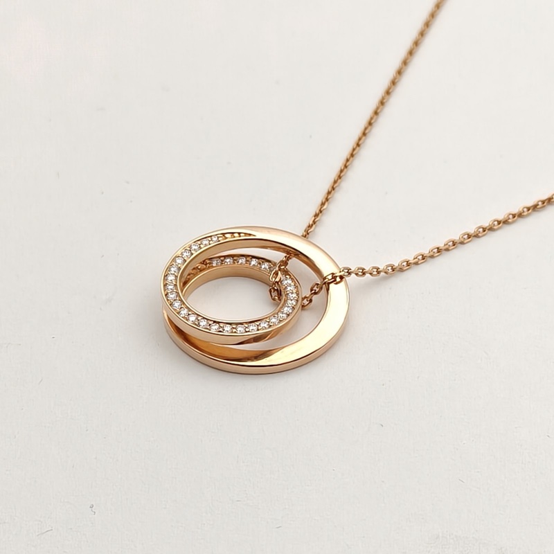 CARTIER 18K玫瑰金鑽石ETINCELLE系列雙環帶鑽項鏈-2