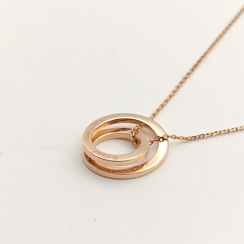 CARTIER 18K玫瑰金鑽石ETINCELLE系列雙環帶鑽項鏈-3