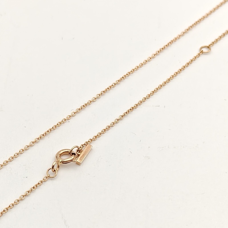 TIFFANY&CO 18K玫瑰金鑽石白貝母T系列圓餅鑲鑽項鏈大號-4