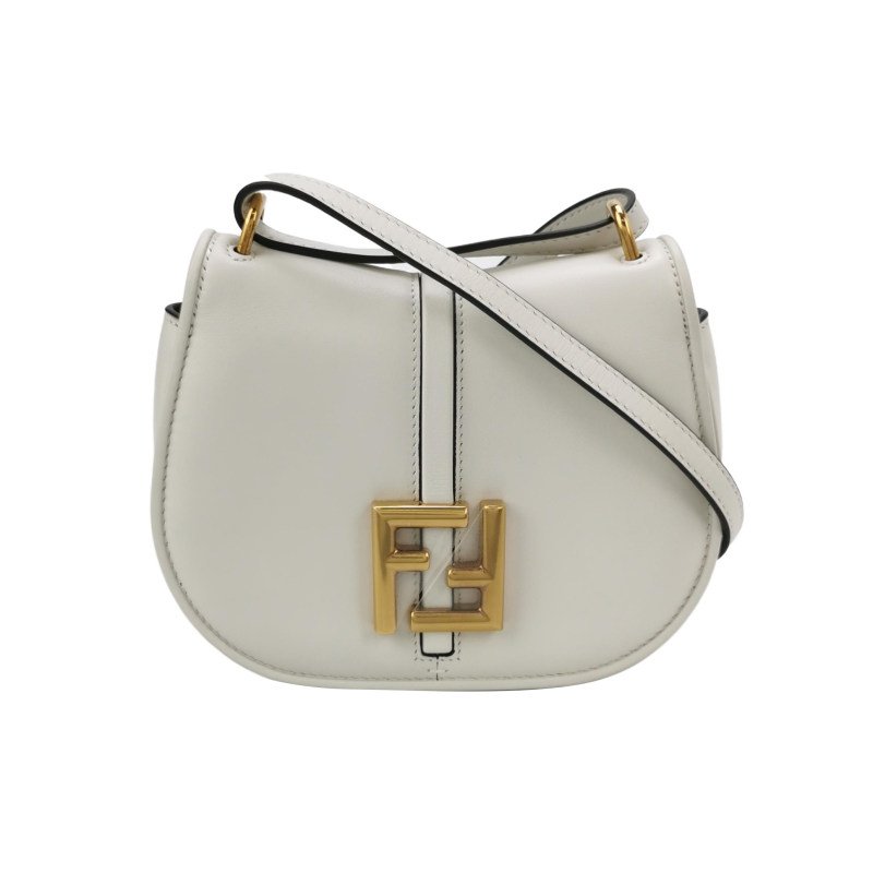 Fendi C’mon小號牛皮純色雙F Logo翻蓋斜挎包單肩包-0