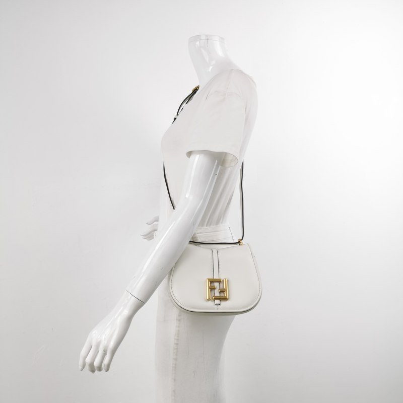 Fendi C’mon小號牛皮純色雙F Logo翻蓋斜挎包單肩包-1