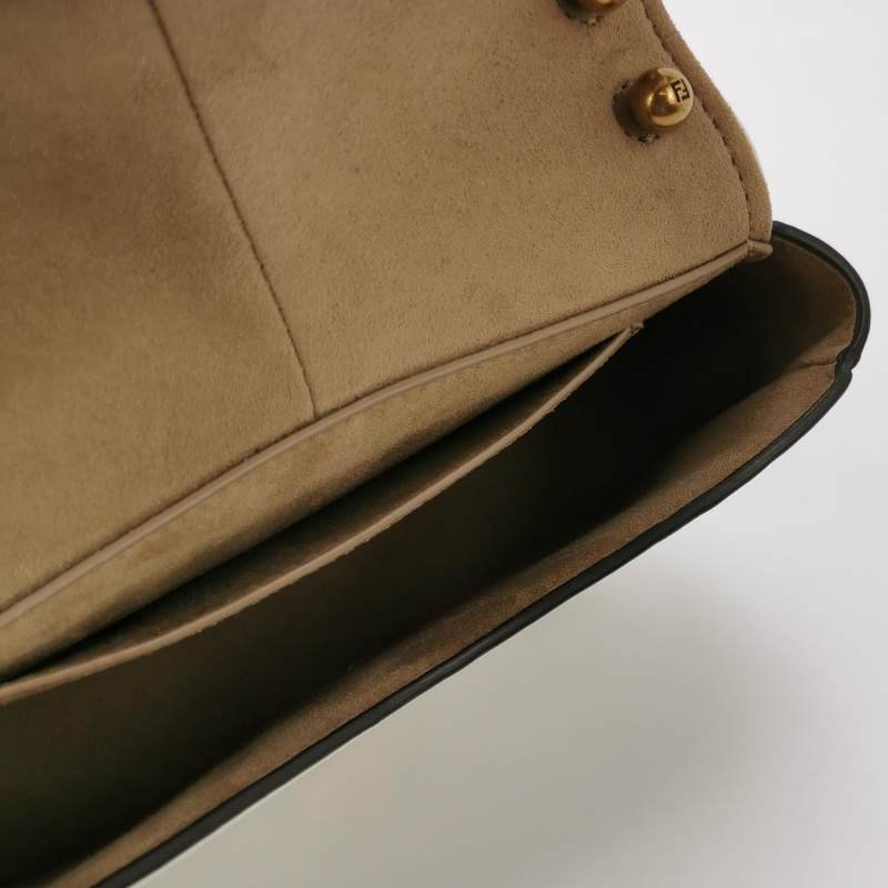 Fendi C’mon小號牛皮純色雙F Logo翻蓋斜挎包單肩包-6