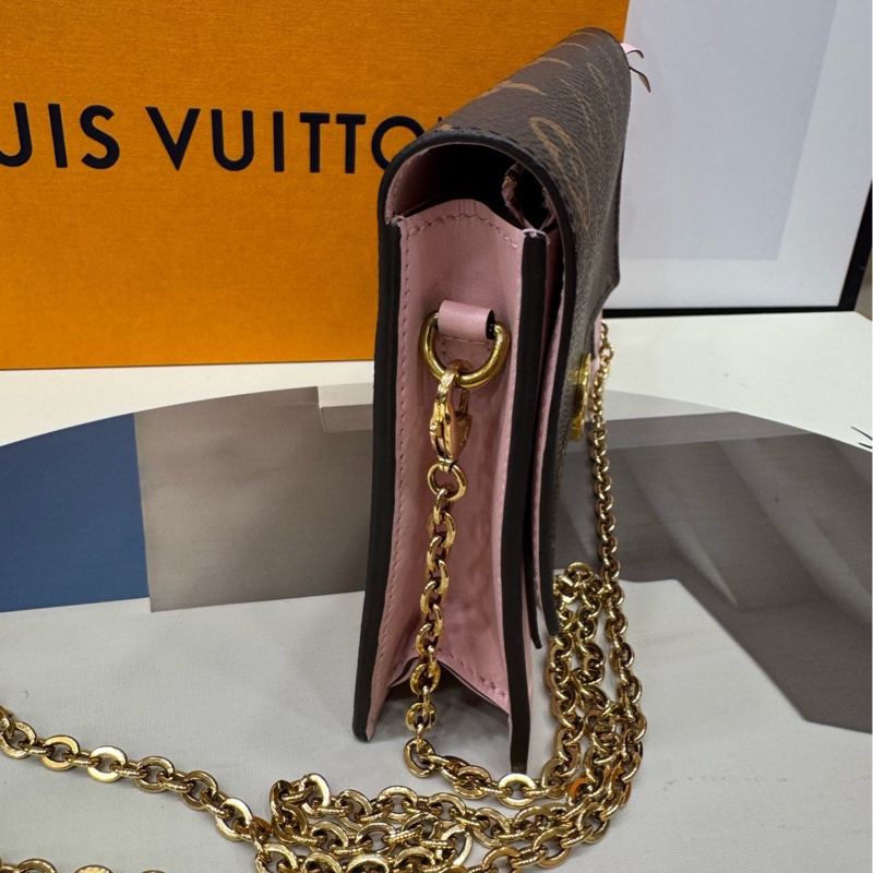 LV 老花拼粉色 花朵链条包 20年-1