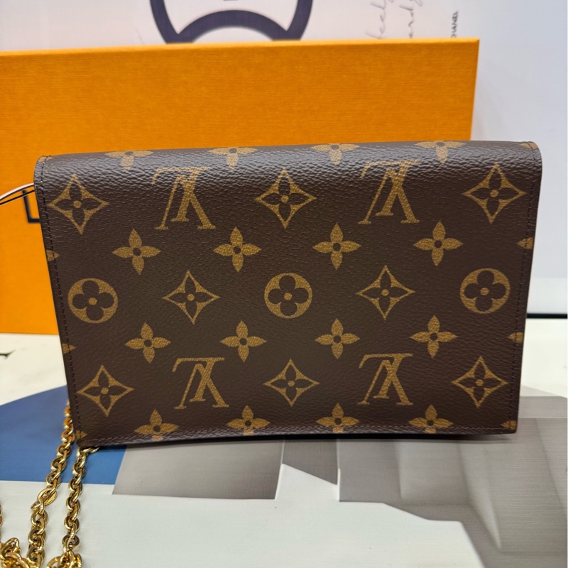 LV 老花拼粉色 花朵链条包 20年-3