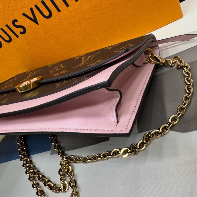 LV 老花拼粉色 花朵链条包 20年-6