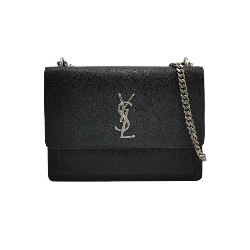 Saint Laurent Sunset日落包中號牛皮純色YSL標誌單肩包-0