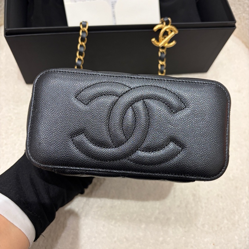 閒置新 有票❤️香奈兒Chanel 黑金荔枝牛皮長盒子-2