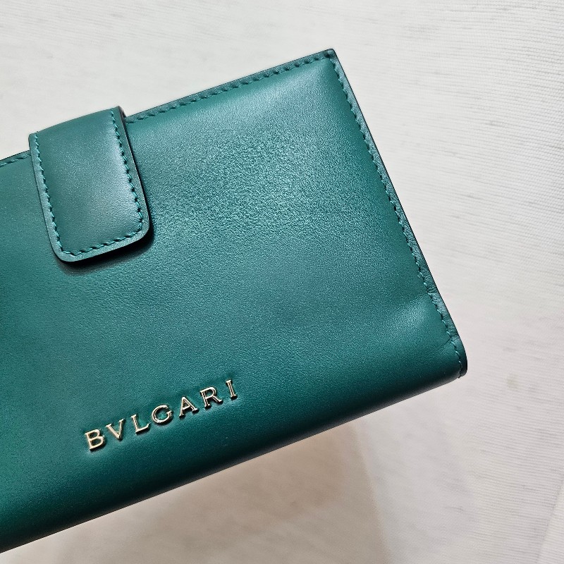 [ 質感好物年終新年回饋🧧]  Bvlgari 寶格麗綠拼紫牛皮Serpenti短/中夾-7