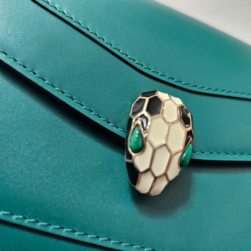 [ 質感好物年終新年回饋🧧]  Bvlgari 寶格麗綠拼紫牛皮Serpenti短/中夾-8