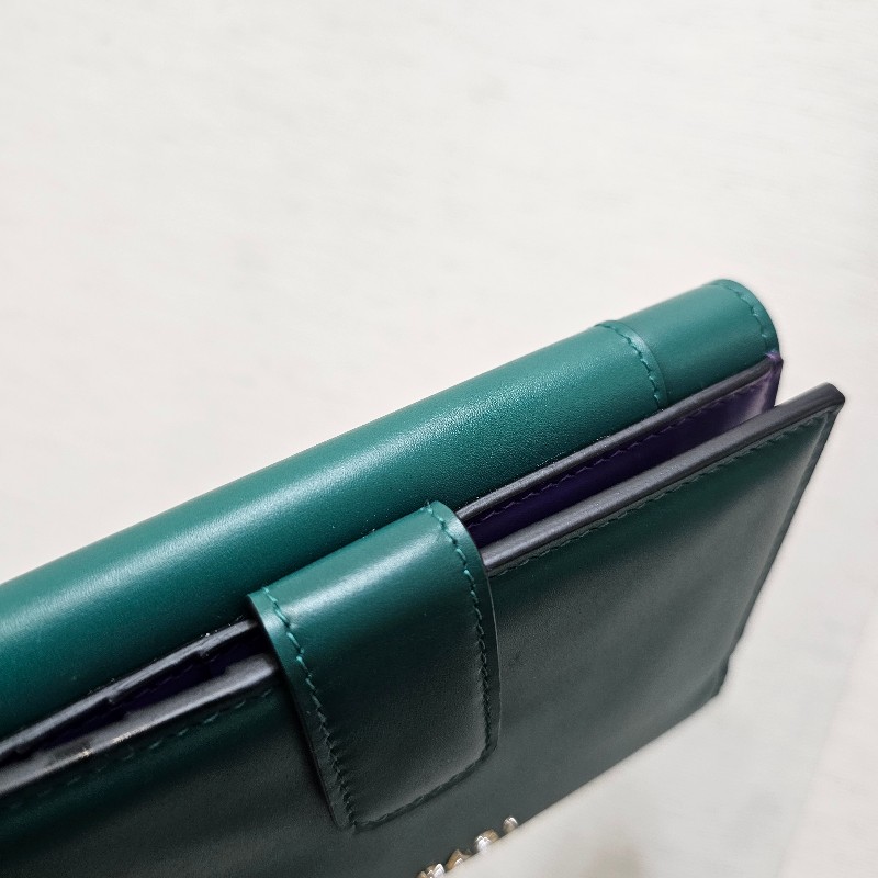 [ 質感好物年終新年回饋🧧]  Bvlgari 寶格麗綠拼紫牛皮Serpenti短/中夾-10