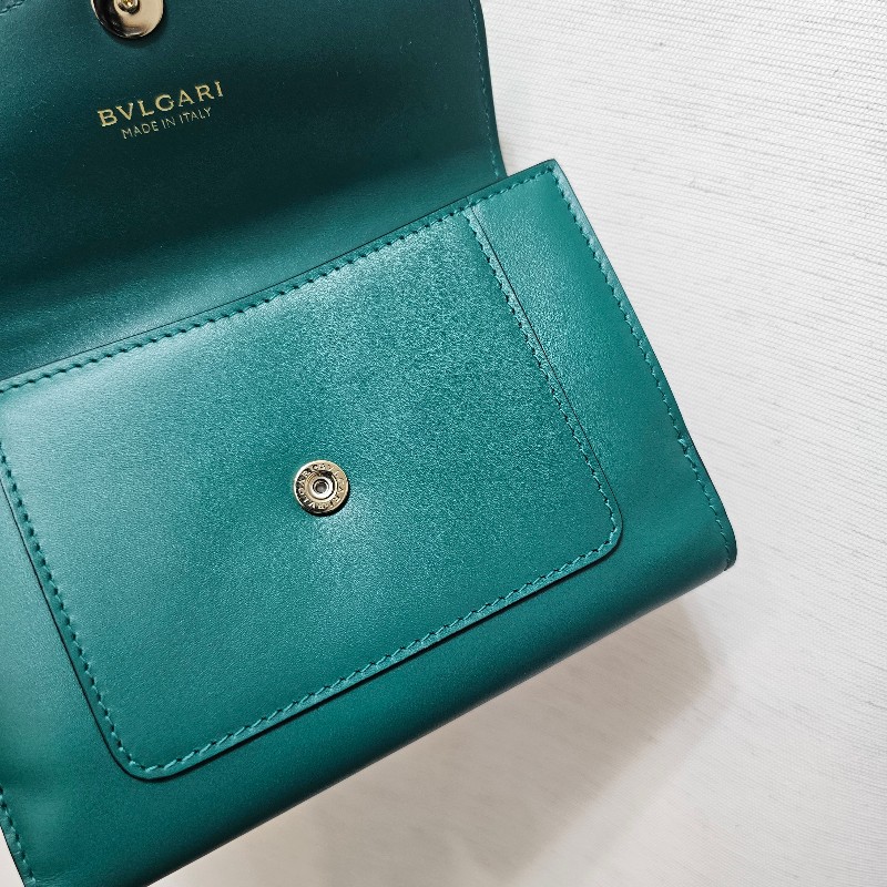 [ 質感好物年終新年回饋🧧]  Bvlgari 寶格麗綠拼紫牛皮Serpenti短/中夾-23