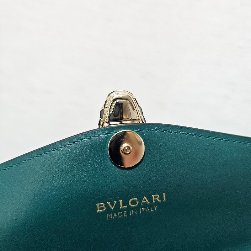 [ 質感好物年終新年回饋🧧]  Bvlgari 寶格麗綠拼紫牛皮Serpenti短/中夾-30