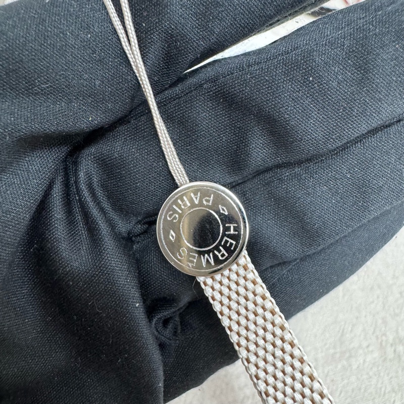 Hermès 灰色掛繩 vintage中古-3
