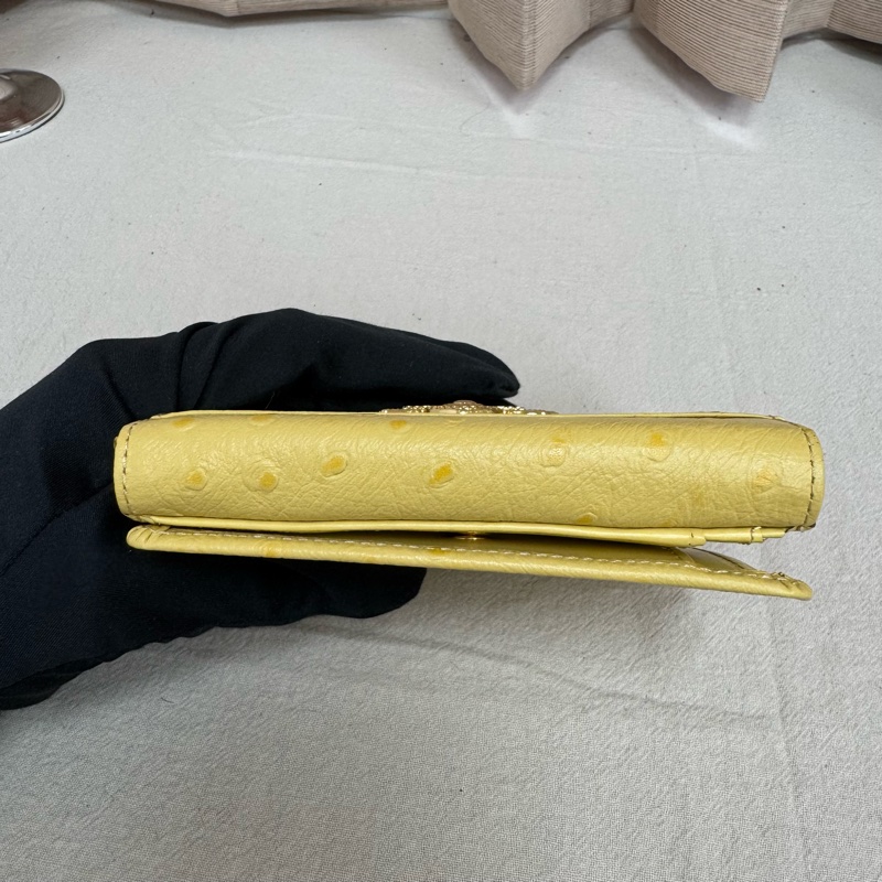 Versace 黃色鴕鳥皮錢包 vintage 二手 中古 稀有-7