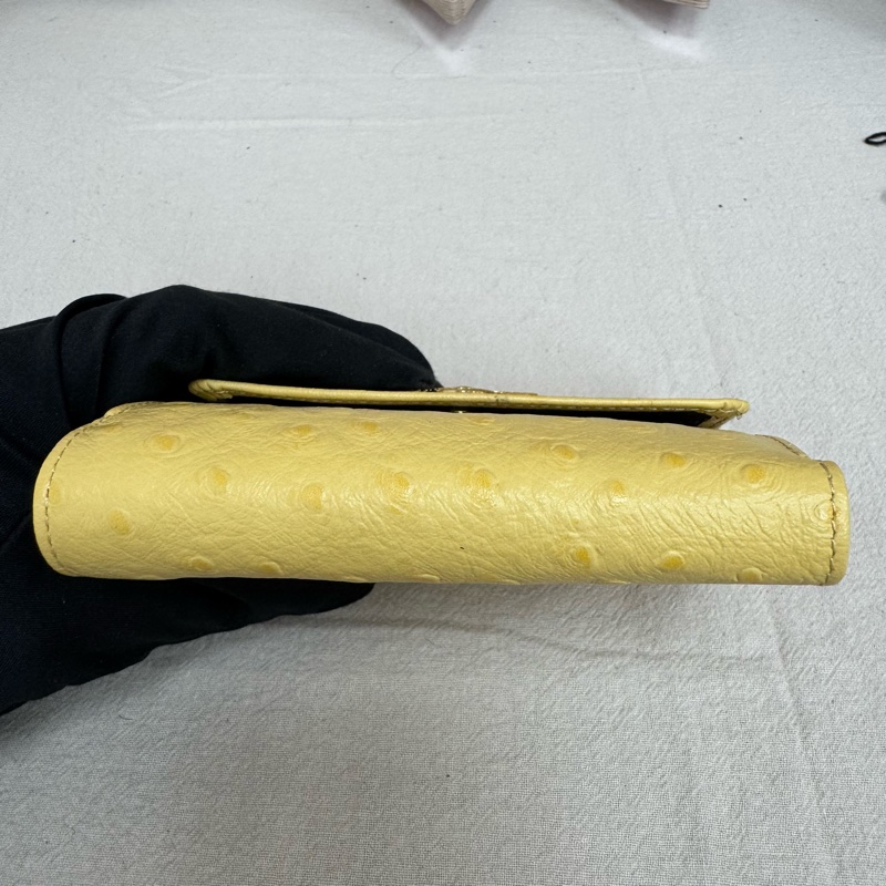 Versace 黃色鴕鳥皮錢包 vintage 二手 中古 稀有-8