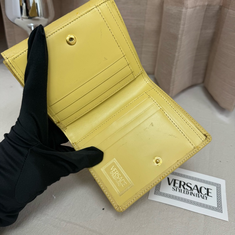 Versace 黃色鴕鳥皮錢包 vintage 二手 中古 稀有-13