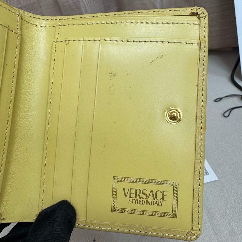 Versace 黃色鴕鳥皮錢包 vintage 二手 中古 稀有-14