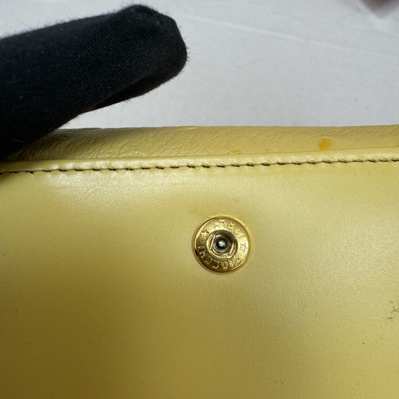 Versace 黃色鴕鳥皮錢包 vintage 二手 中古 稀有-19