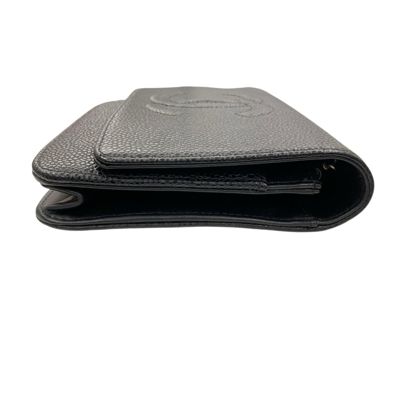 CHANEL 香奈兒 CC LOGO WOC 皮革 銀鍊條側背包 黑色-3