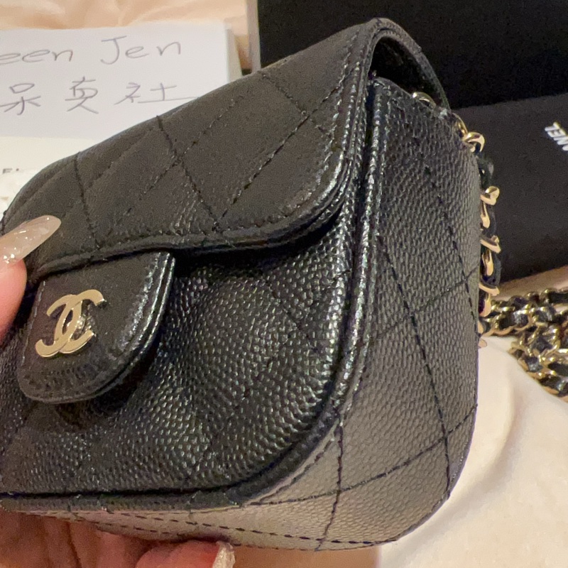 Chanel 荔枝黑金饅頭包/小廢包/Coco Cf boy-1