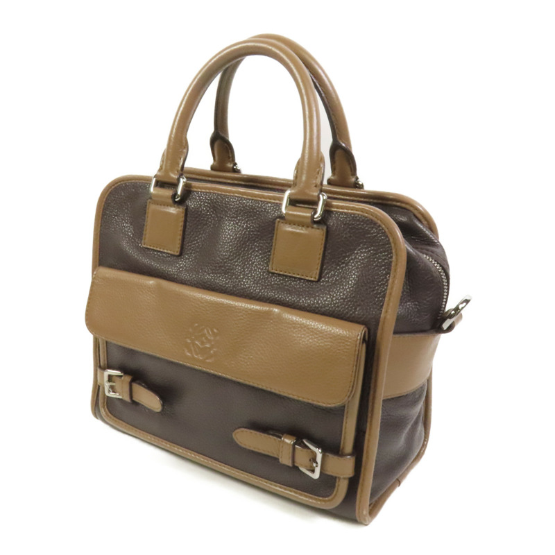 LOEWE 牛皮皮革Cruz Bag銀扣手挽肩背兩用袋-2