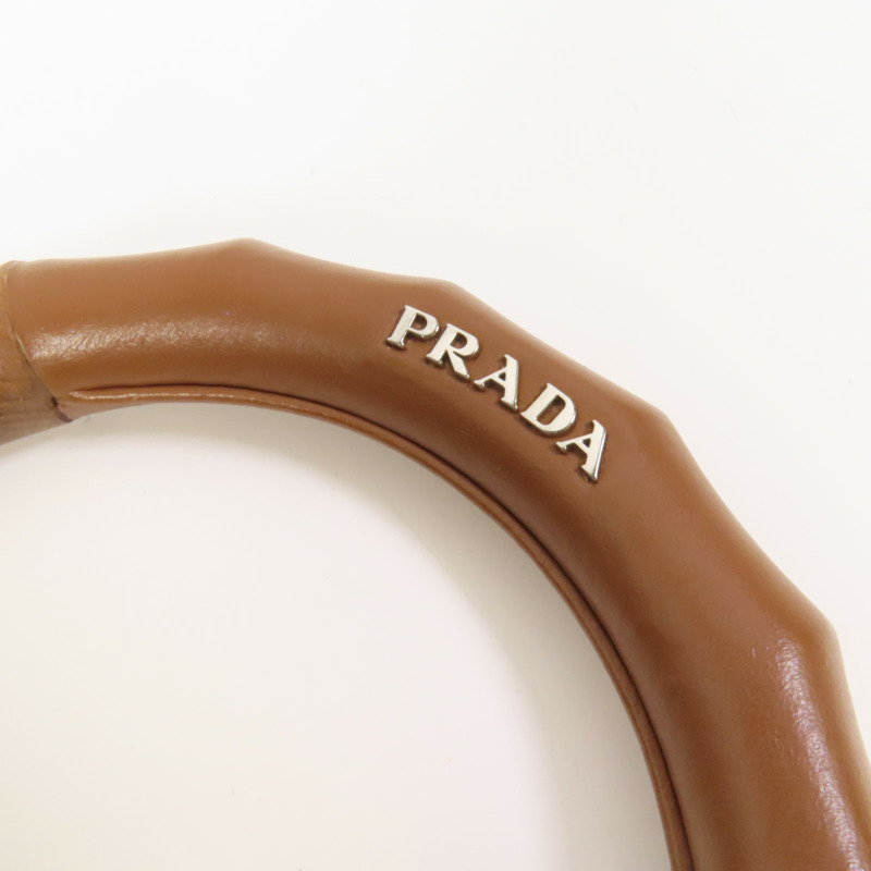 PRADA 牛皮皮革Bucket Bag銀扣手挽肩背兩用袋-7