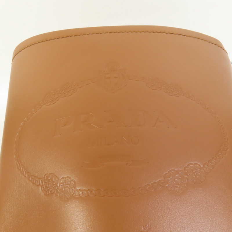 PRADA 牛皮皮革Bucket Bag銀扣手挽肩背兩用袋-9