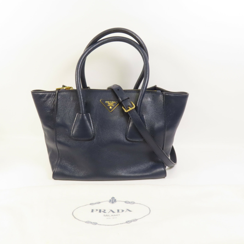 PRADA 牛皮皮革2way Shoulder Bag金扣手挽肩背兩用袋-11