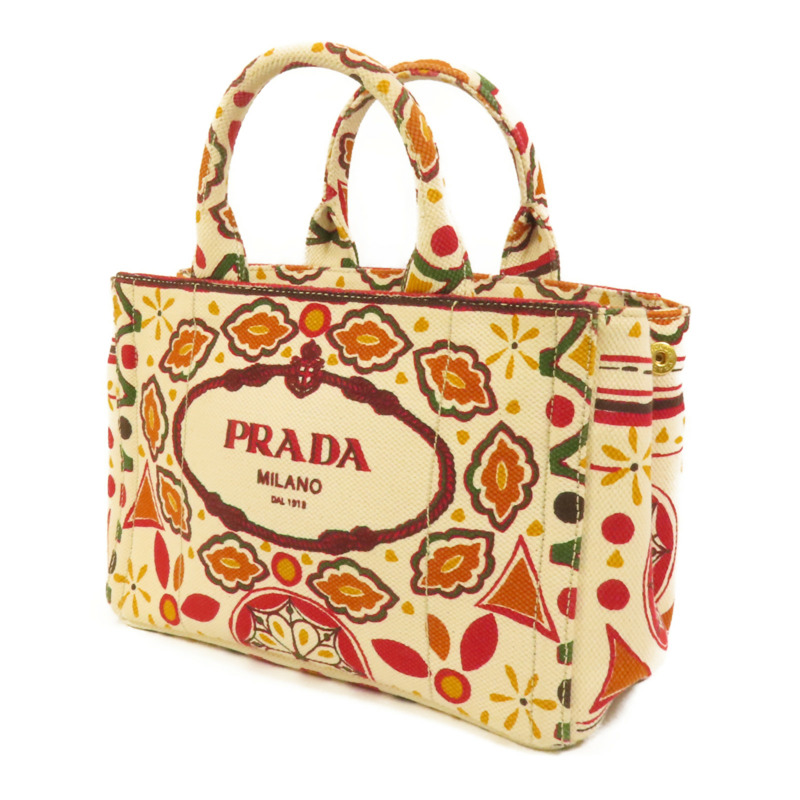PRADA 帆布Canapa Joy金扣手挽肩背兩用袋-2
