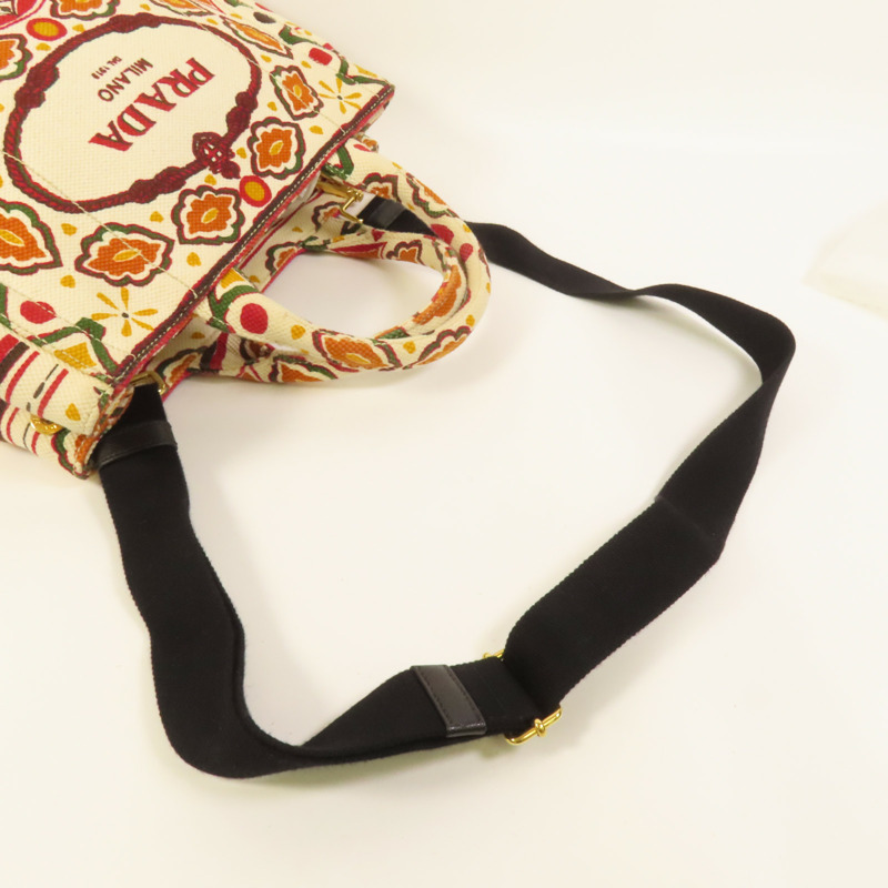 PRADA 帆布Canapa Joy金扣手挽肩背兩用袋-5