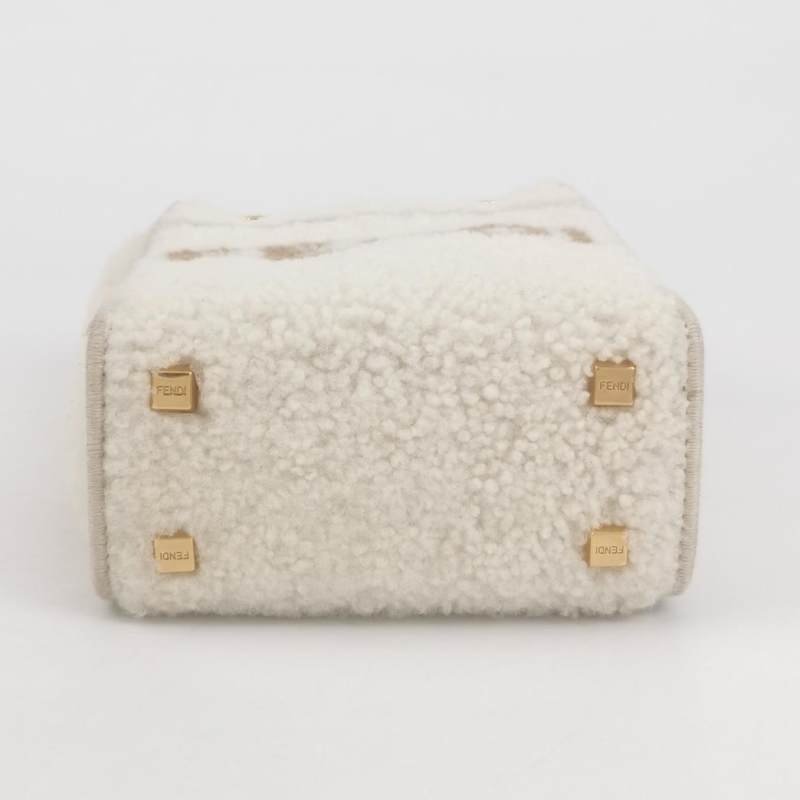 Fendi Sunshine迷你牛皮拼色毛絨字母Logo斜挎包-5
