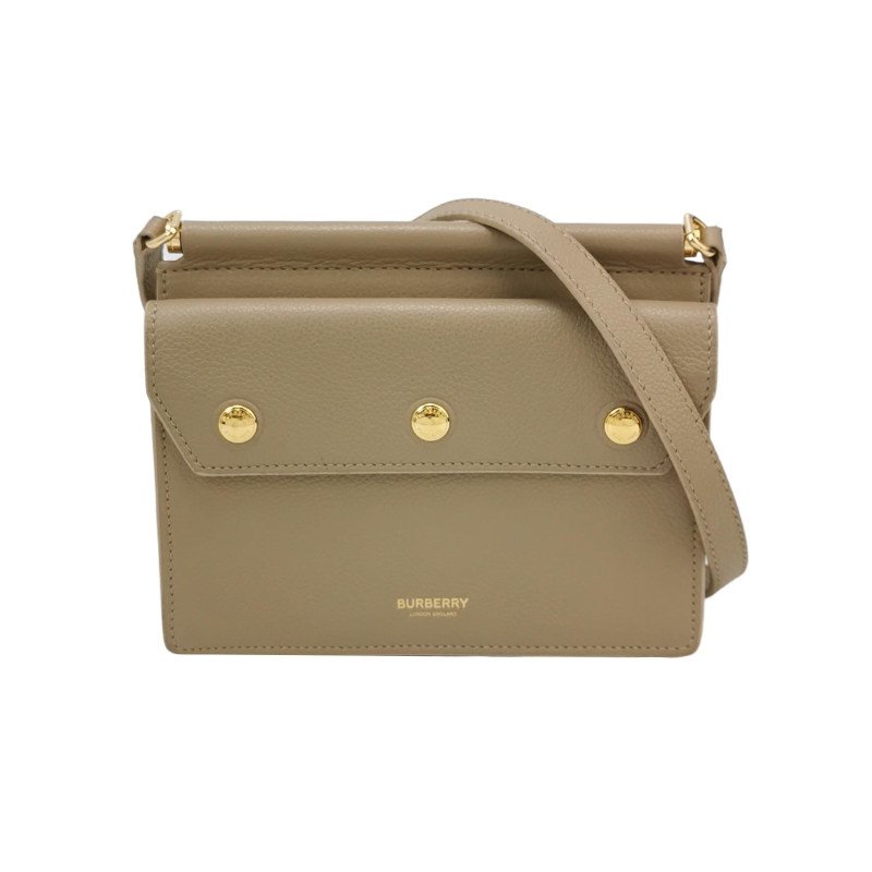 Burberry Title迷你牛皮純色字母Logo鉚釘斜挎包單肩包-0