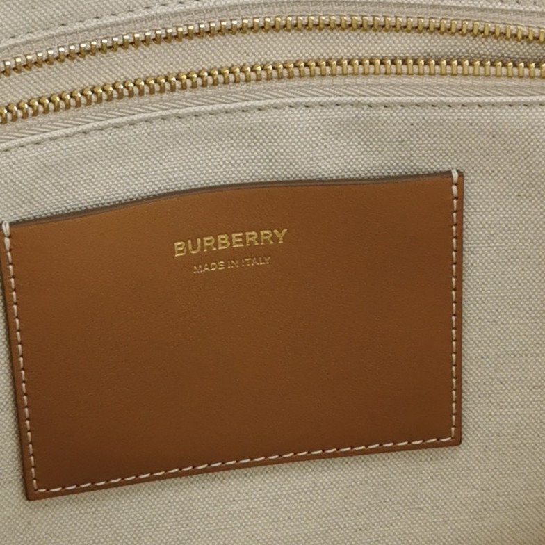 Burberry Freya 大號牛皮編織包身TB標識圖案手提包-7