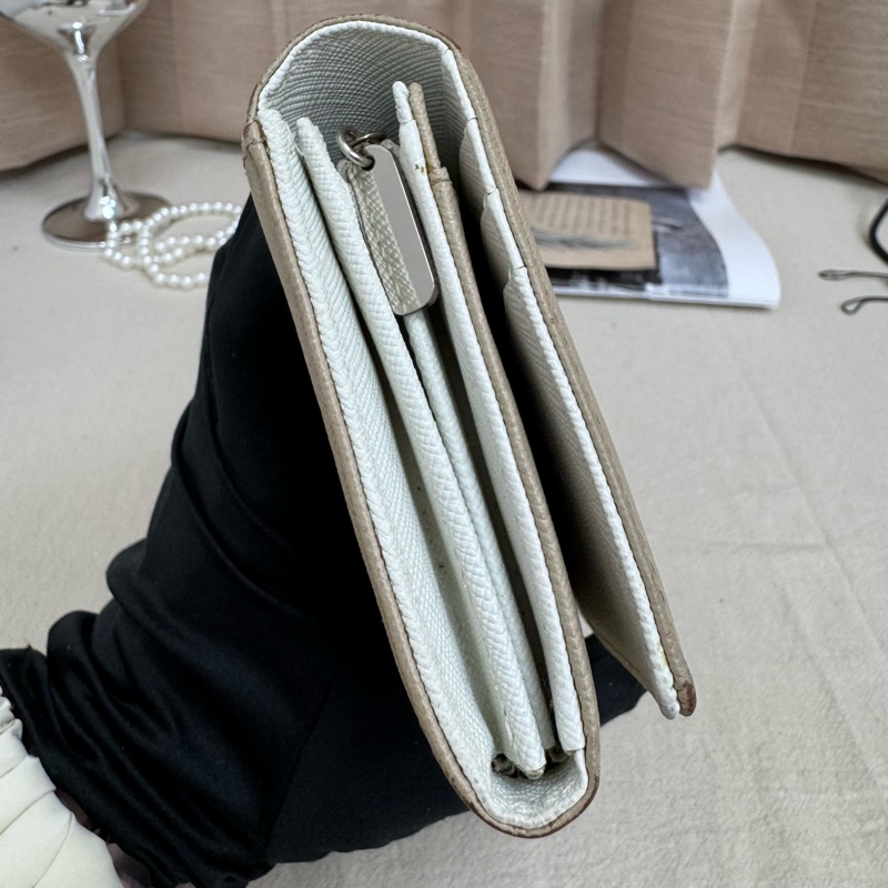 agnes b. 米色長款錢包 vintage 二手 中古-4