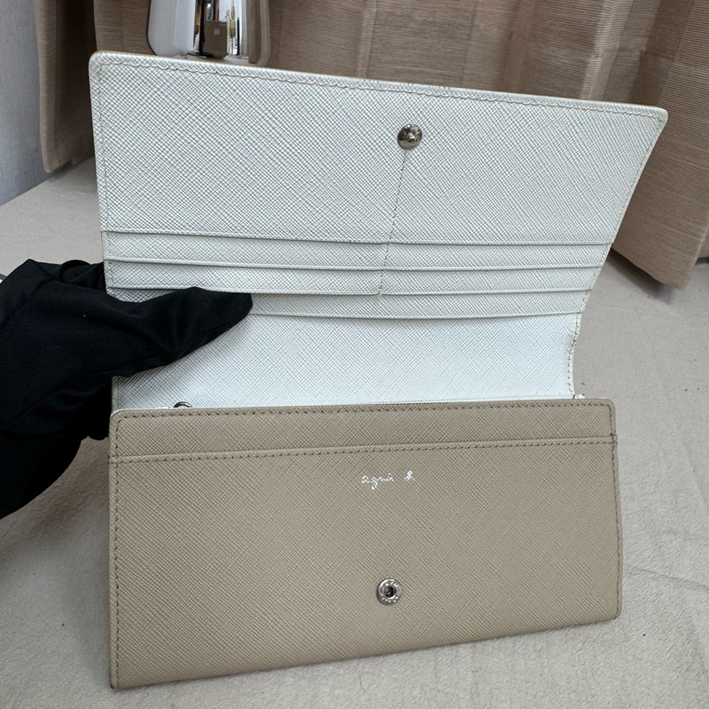 agnes b. 米色長款錢包 vintage 二手 中古-11
