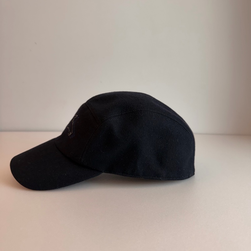 Hermes黑色馬logo毛呢鴨舌帽61-1