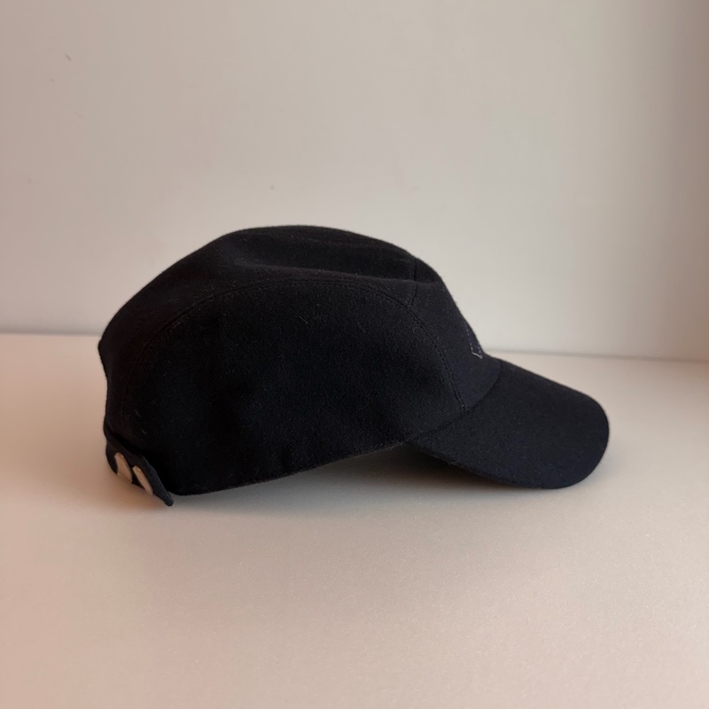 Hermes黑色馬logo毛呢鴨舌帽61-3