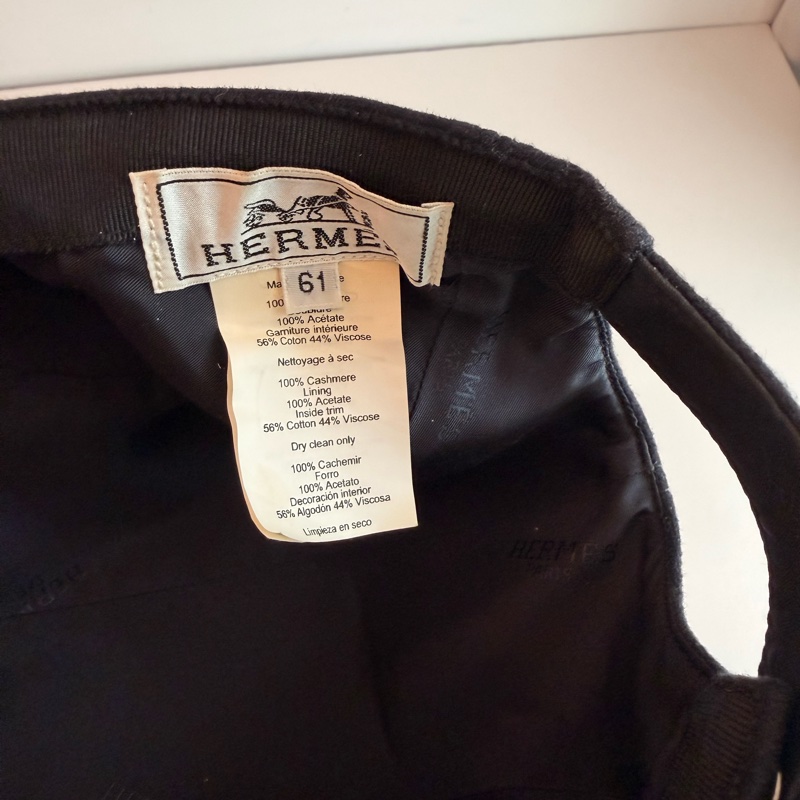 Hermes黑色馬logo毛呢鴨舌帽61-5