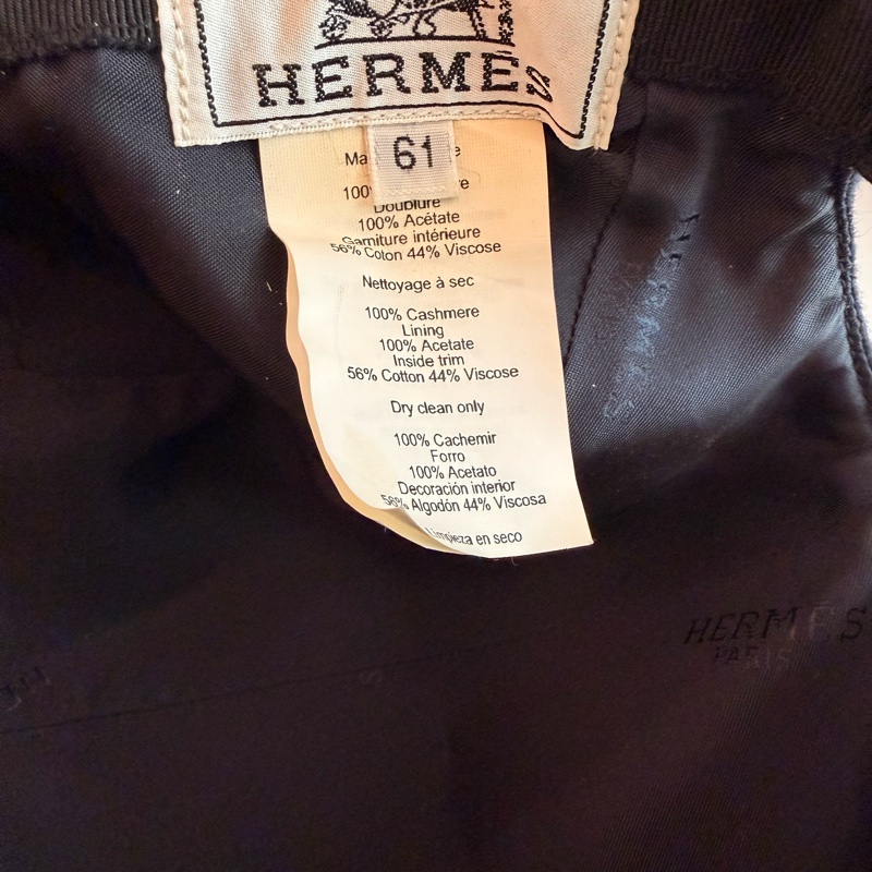 Hermes黑色馬logo毛呢鴨舌帽61-6