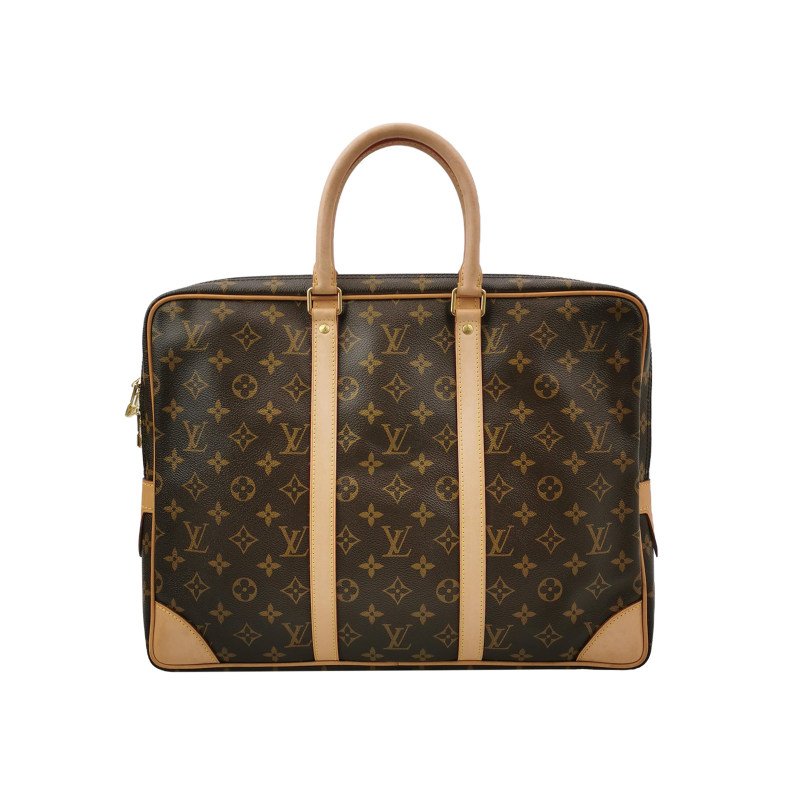 Louis Vuitton(LV)Porte Documents Voyage植革Monogram印花矩形手提包-0