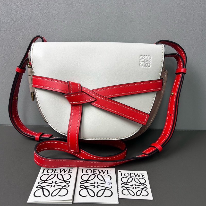 LOEWE Gate Dual  蝴蝶結裝飾柔軟小牛皮 29*20 98新配件保卡塵袋-1