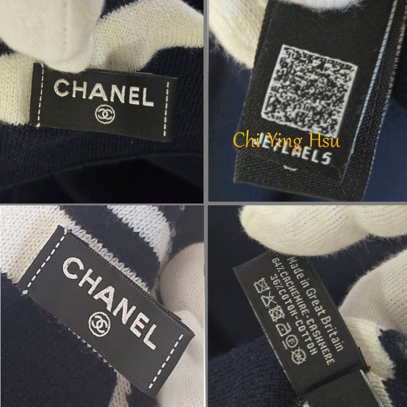 CHANEL香奈兒 經典雙C文字LOGO 羊絨圍巾~(海軍藍)-46