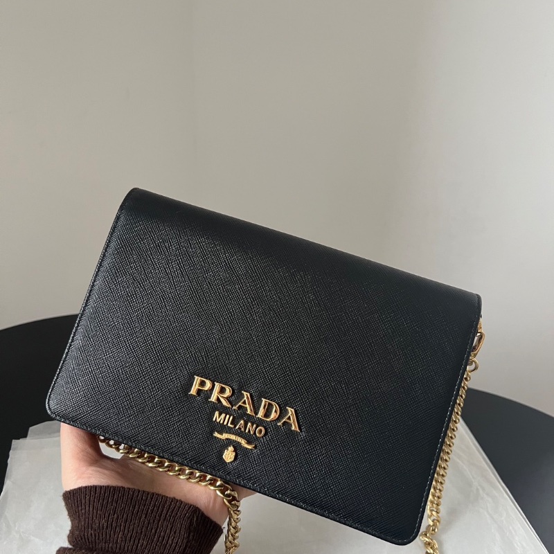 Prada woc鏈條包黑金22x14 98新配件塵袋-0
