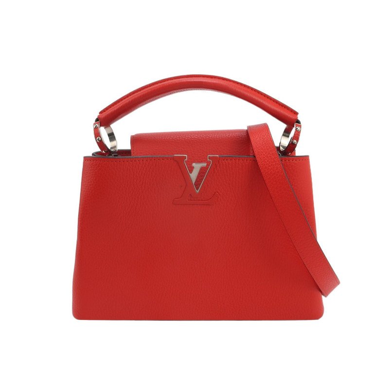 Louis Vuitton(LV)CapucinesBB牛皮純色金屬LV搭扣斜挎包-0